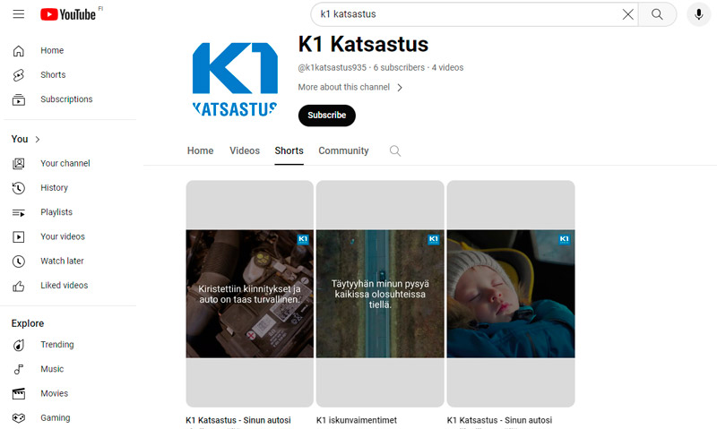 K1 Katsastus You Tube -kanava